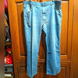 Wranglers vintage‎ ultra faded light blue 42x30 stretch comfy straight leg jeans